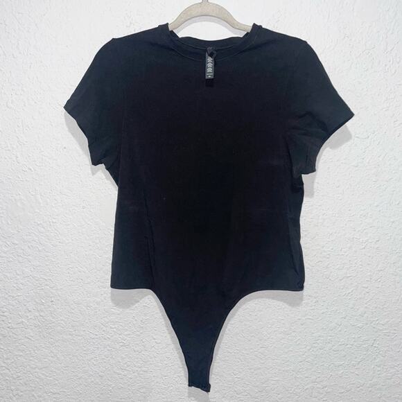 SKIMS Tops - Skims Classic Cotton T Short Thong Bodysuit Black 2X New No Box